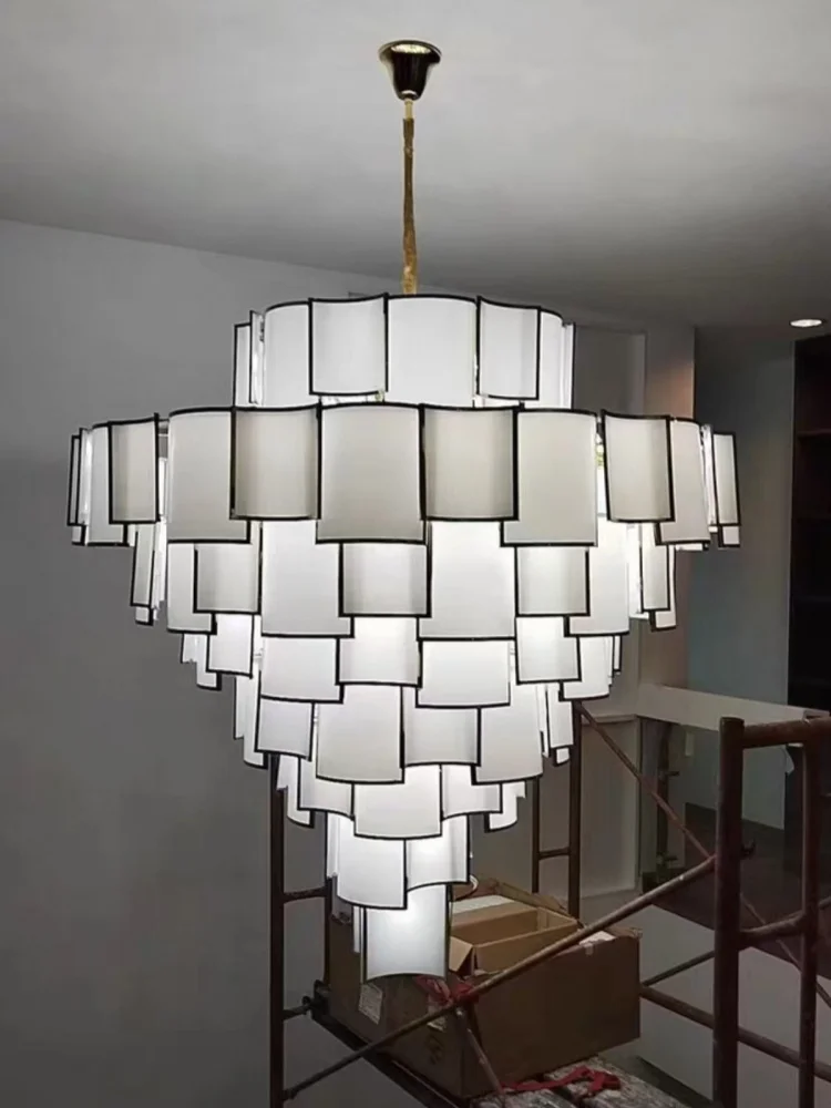 Vintage Glass Pendant Lamps Home Villa Loft Pendant Lights Fixture Large Big Project Chandelier Lustre Luminaries