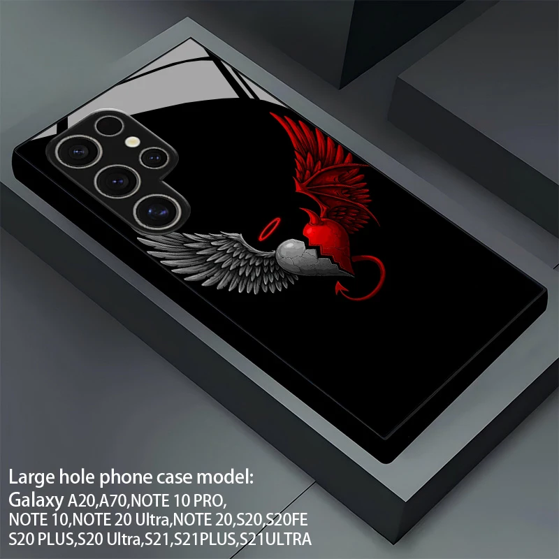 2D Heart Split Wings Pattern Mobile Phone Case for Samsung S26 S25 S24 S23 S22 S21 S20 A56 A36Tempered Glass Protective Cover view 3