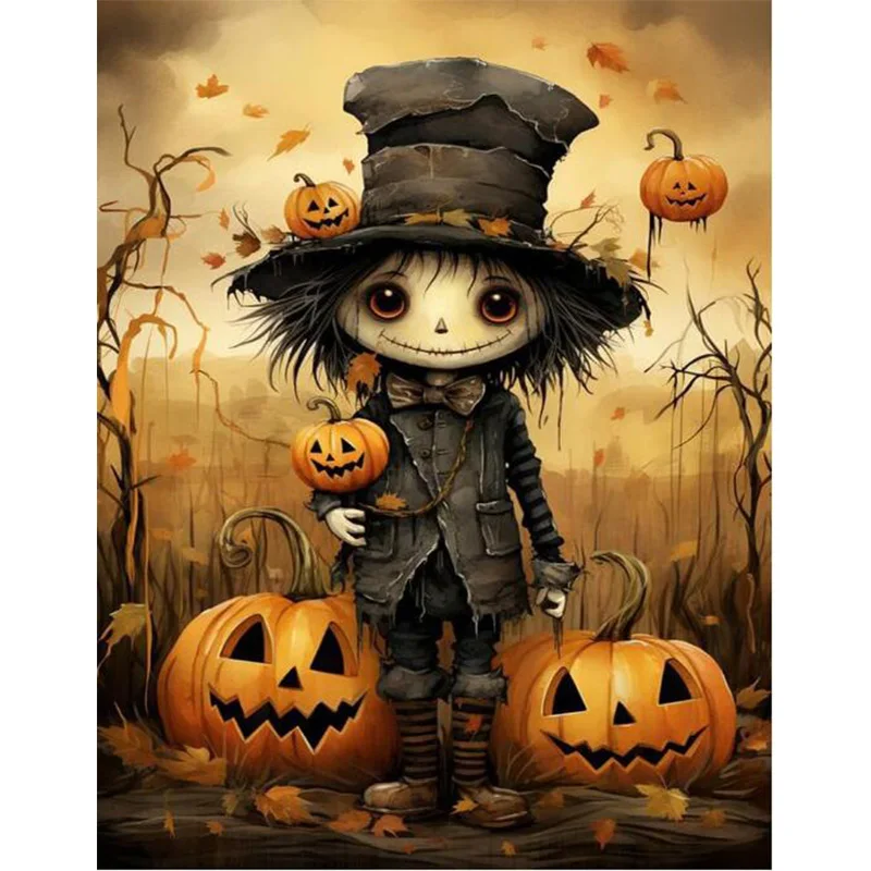 DIY 5D Diamond Painting Cartoon Pumpkin and Scarecrow Living Room Bedroom Wall Decoration