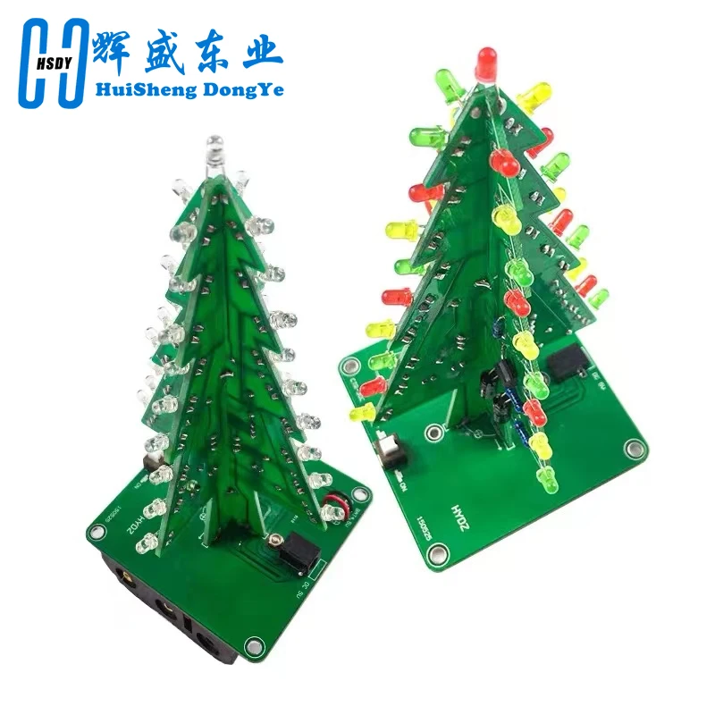 Three-Dimensional 3D Christmas Tree LED DIY Kit Red/Green/Yellow LED Flash Circuit Kit Electronic Fun Suite