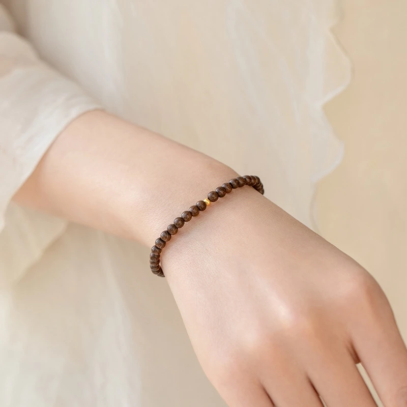 Natural Sandalwood Bracelet for Women Retro Style Wristband Bangles Buddhist Prayer Beads Perfect Gift for Friends