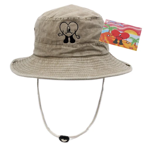 Imagen 1 del producto Sombreros de pescador Bad Bunny bordados de algodón UN VERANO SIN TI sombrero de cubo mujer verano plegable sombrero para el sol hombre sombrero de playa