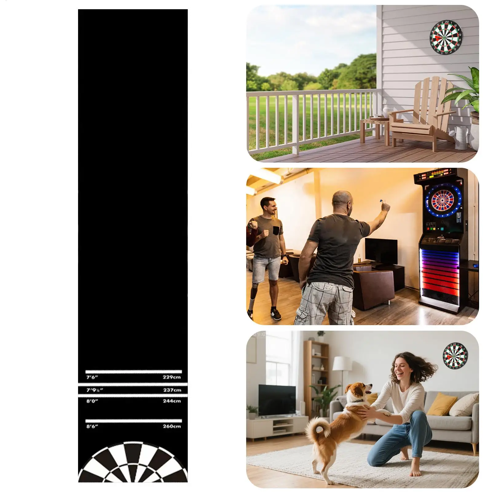 

Dart Board Mat for Floor 300x34cm Anti Slip Throw Line Protective Dart Board Floor Rug for Home Recreation Room Party