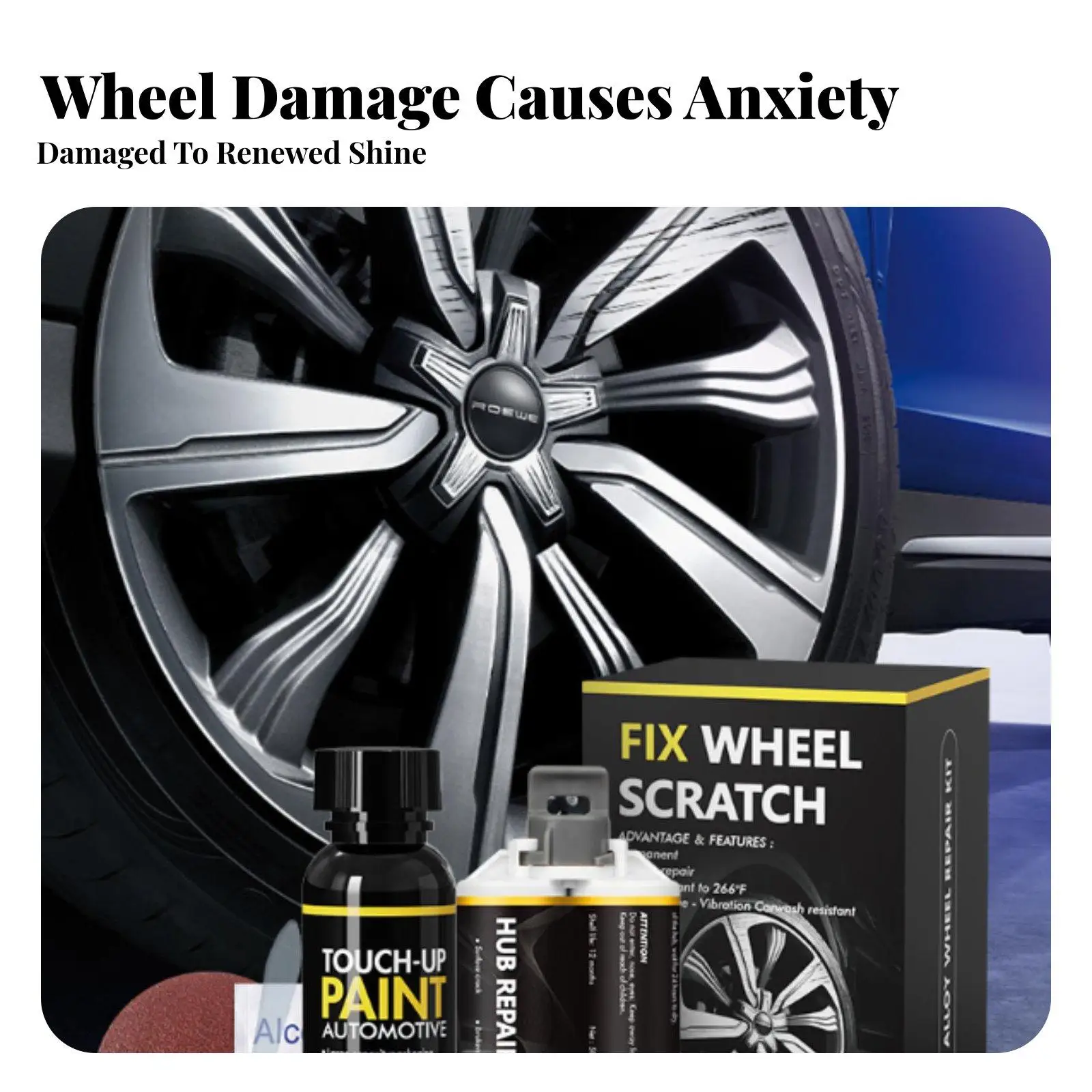 Alloy Wheel Scratch Repair Pen Set for Car Rims with Heat Resistant Paint for Curb Rash and Oxidation Fix Car Repair Tool
