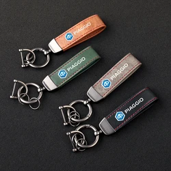 HD printed vintage leather horseshoe ring keychain for PIAGGIO Motorcycle Accessories