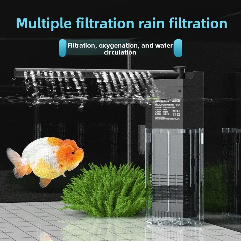 Fish tank water pump low water level built-in silent oxygen flushing pump aquarium turtle filter three-in-one