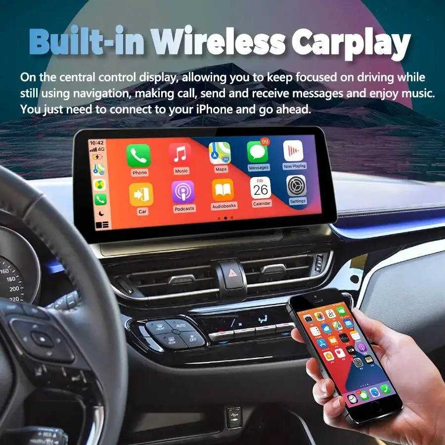 12.3'' Android 15 Wide Screen For Toyota CHR 2016-2021 Multimedia Video Player Wireless Carplay Auto Car Radio Stereo Navigation