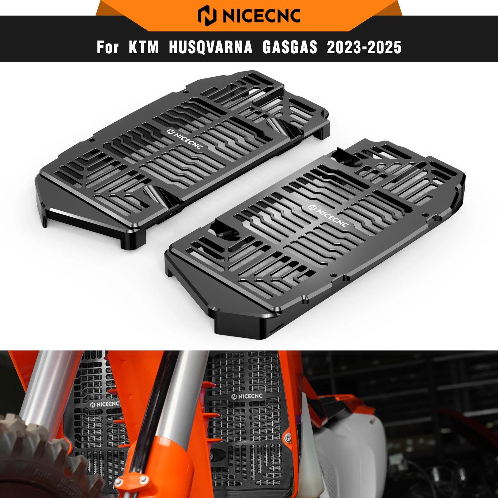NICECNC For KTM EXC 300 2024 2025 Radiator Guards Protection Cover For KTM EXCF 350 SX 125 SXF 450 Husqvarna TE300 GasGas EC300