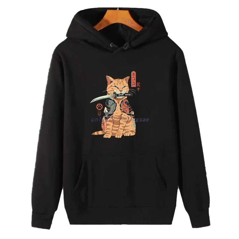 Funny Cat Fashion Winter Essentials Hoodie Hooded Sweatshirt Sweaters New Pullovers Sweatshirts Thick Sweater Men's Sportswear