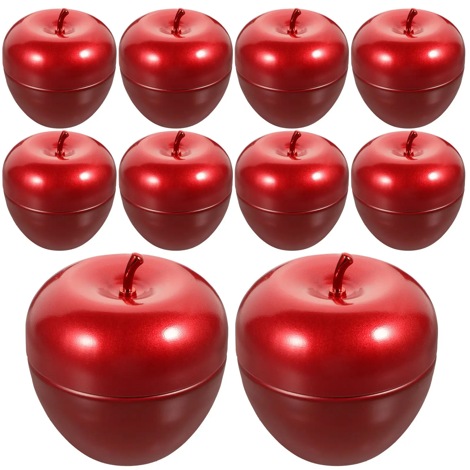 

Apple-shaped Storage Canister 10 Pcs Metal Candy Containers Durable Tea Jar Dry Food Sealed Tinplate Vessel Gifts Packaging Box