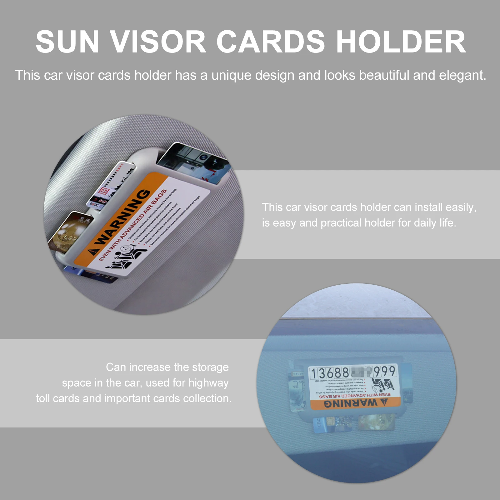 

2pcs Car Visor Cards Holder Auto Sun Organizer Plastic Adhesive Durable Storage Highway Toll Cards Easy Install