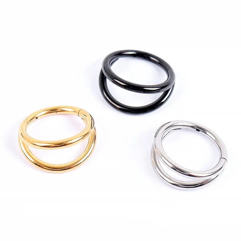 Nose Rings Hoops Double Septum Rings Cartilage Hoop Earring Piercing Nariz Open Stacked Hoop Nose Rings for Women and Men