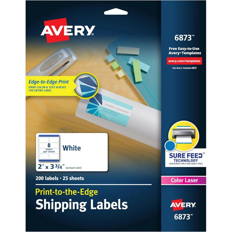 Avery Shipping Labels with Sure Feed, Print-to--Edge, 2