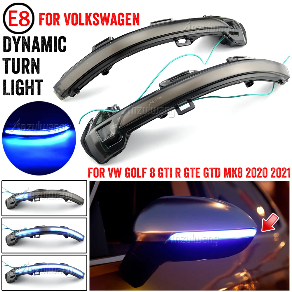 2PCS Dynamic Turn Signal Lights LED Side Mirror Indicator Blinker Light for Volkswagen VW Golf 8 GTI R GTE GTD MK8 2020 2021