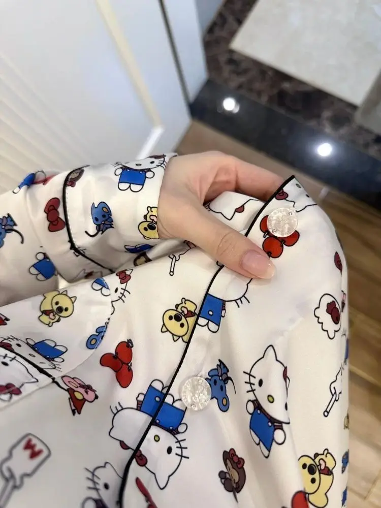 ハローキティ レディース 漫画 パジャマ セット - 春/秋用長袖ラウンジウェア、居心地の良いホーム&アウトドアウェア