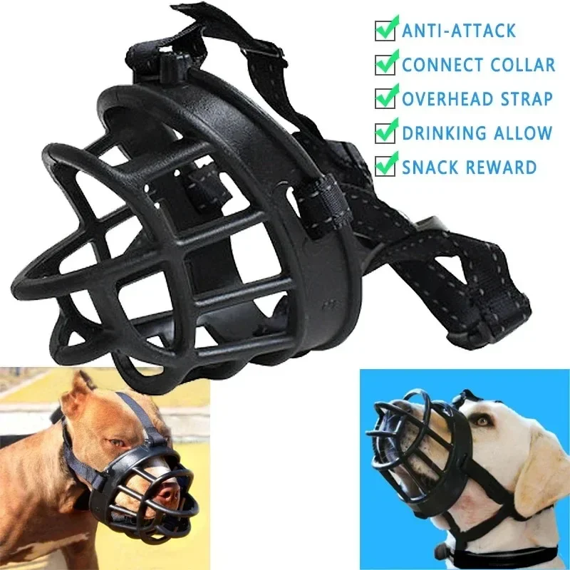 1pc Adjustable Dog Muzzle Soft Silicone Breathable Mesh Strong Basket Small&Large Dog Mouth Muzzles Pet Training Accessories