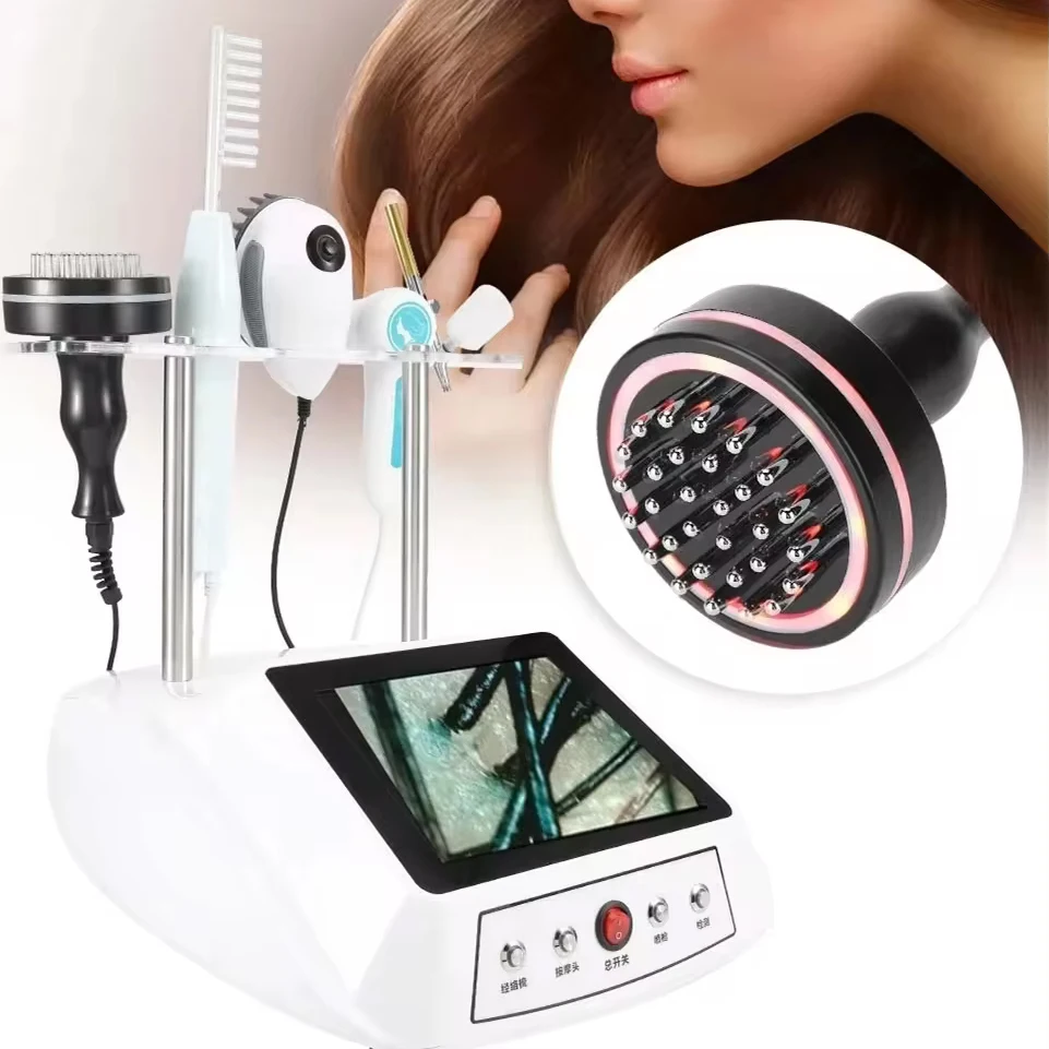 

Factory Price 5 in 1 Scalp Massage Hair Health Detection Camera High Frequency Hair Strengthening Vibrating Hair Massage Machine