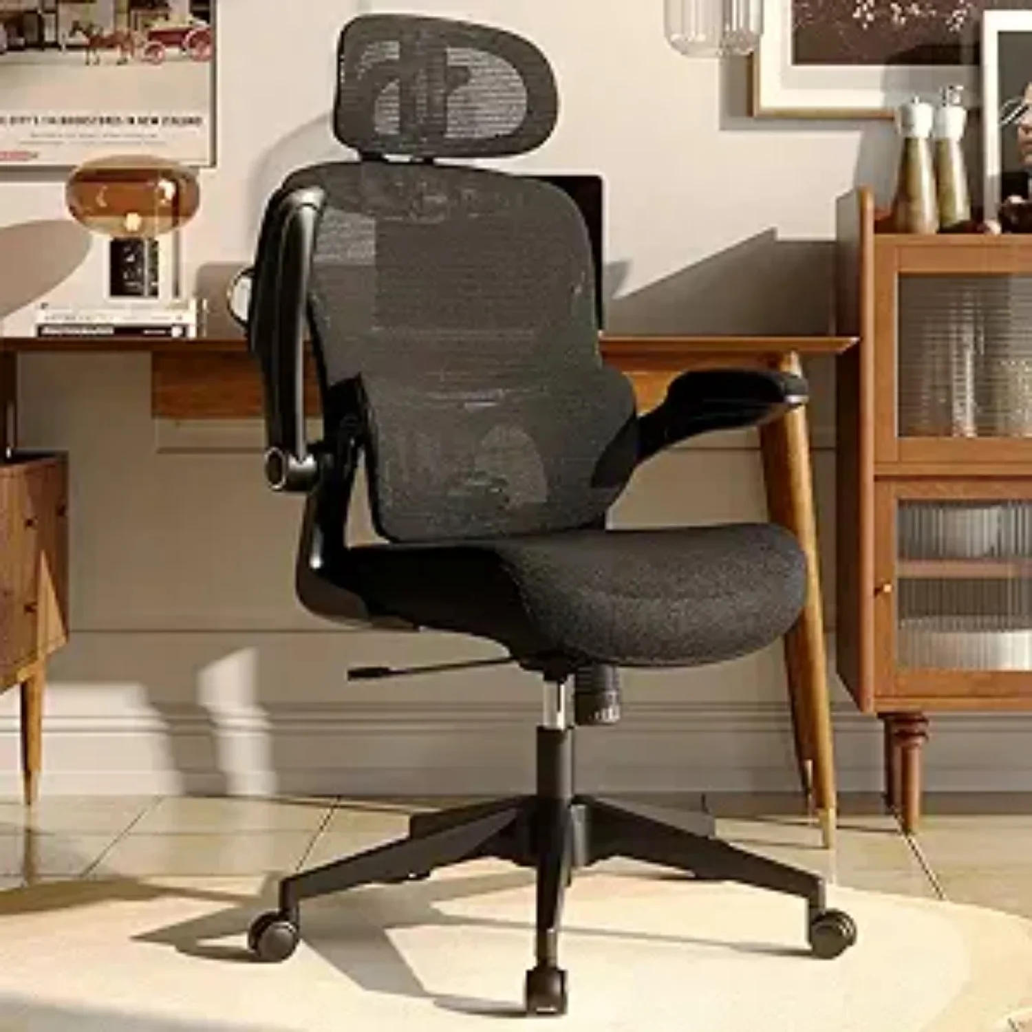 Ergonomic Mesh Office High Back Desk Chair with Adjustable Lumbar Support Flip-Up Arm Headrest Swivel Rolling Wheel US