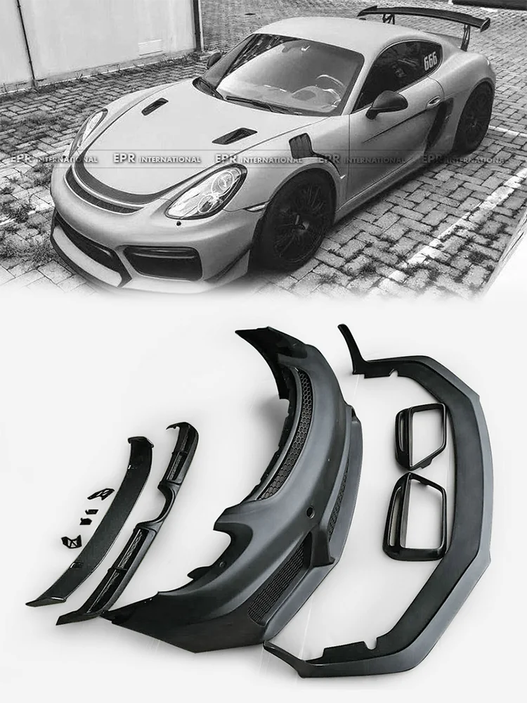 

For Porsche 981 Cayman GT4 Style Front Bumper 3PCs (With Front Lip & Fog Light Cover) [Porsche 981 Front Lip Bumper]