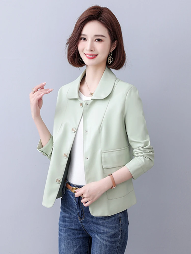 Manteau en cuir véritable Sle Haifeng pour femme, coupe ajustée, tendance, pour le travail, long, en cuir de vachette, nouvelle collection printemps-automne