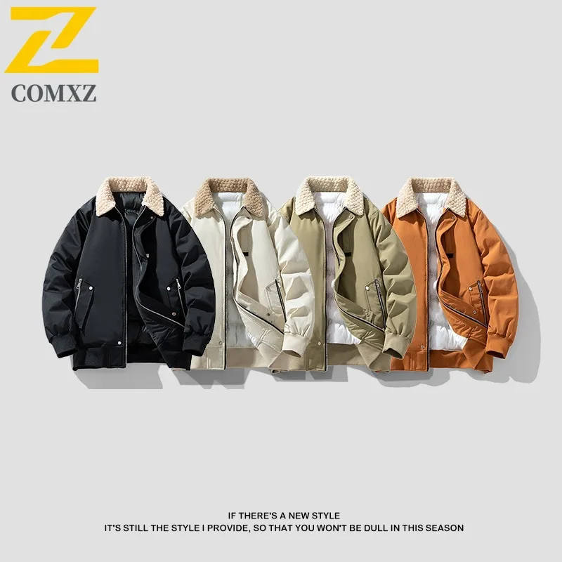 COMXZ في الهواء الطلق الراحة وسادة مبطنة الرجال ركوب معطف مقاوم للرياح الترفيه النمط الحضري ضوء الرياح برهان الخريف جديد الرجال الملابس
