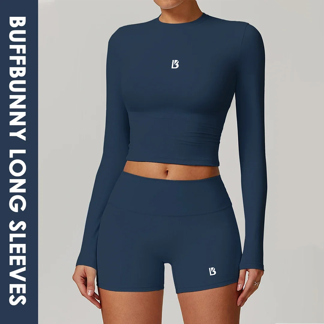 

Buffbunny Long Sleeves Shirt Winter Base Shirt Yoga Top Elastic Sportwear Women Crop Tops Quick Dry Soft Clothing for Womans