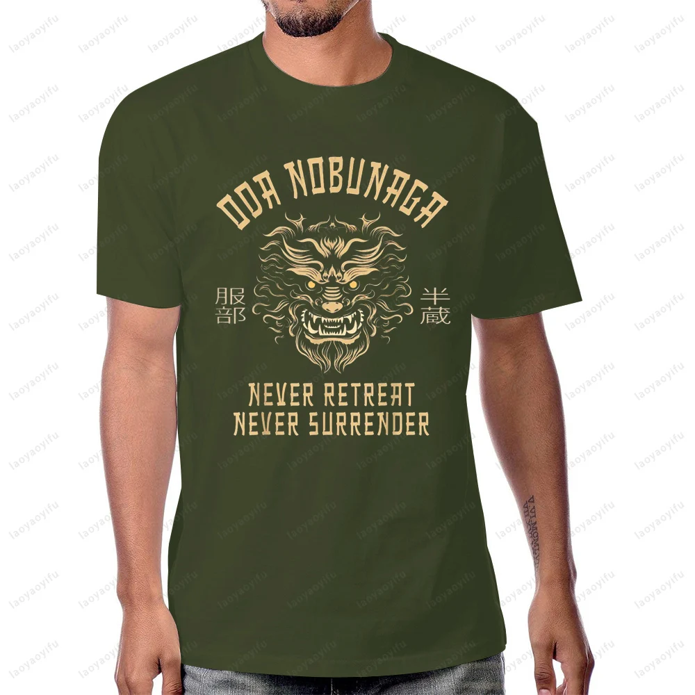 اليابان شوغون هاتوري هانزو لا تراجع أبدًا لا أستسلام أبدًا تي شيرت عادية موضة فضفاضة Harajuku رجل التي شيرت قصيرة الأكمام المرأة المحملة #6