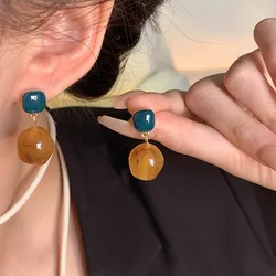 Sapphire Amber Pendant Earrings Retro Personalized Fashion Women's Earrings Festival Party Girls Jewelry Gifts
