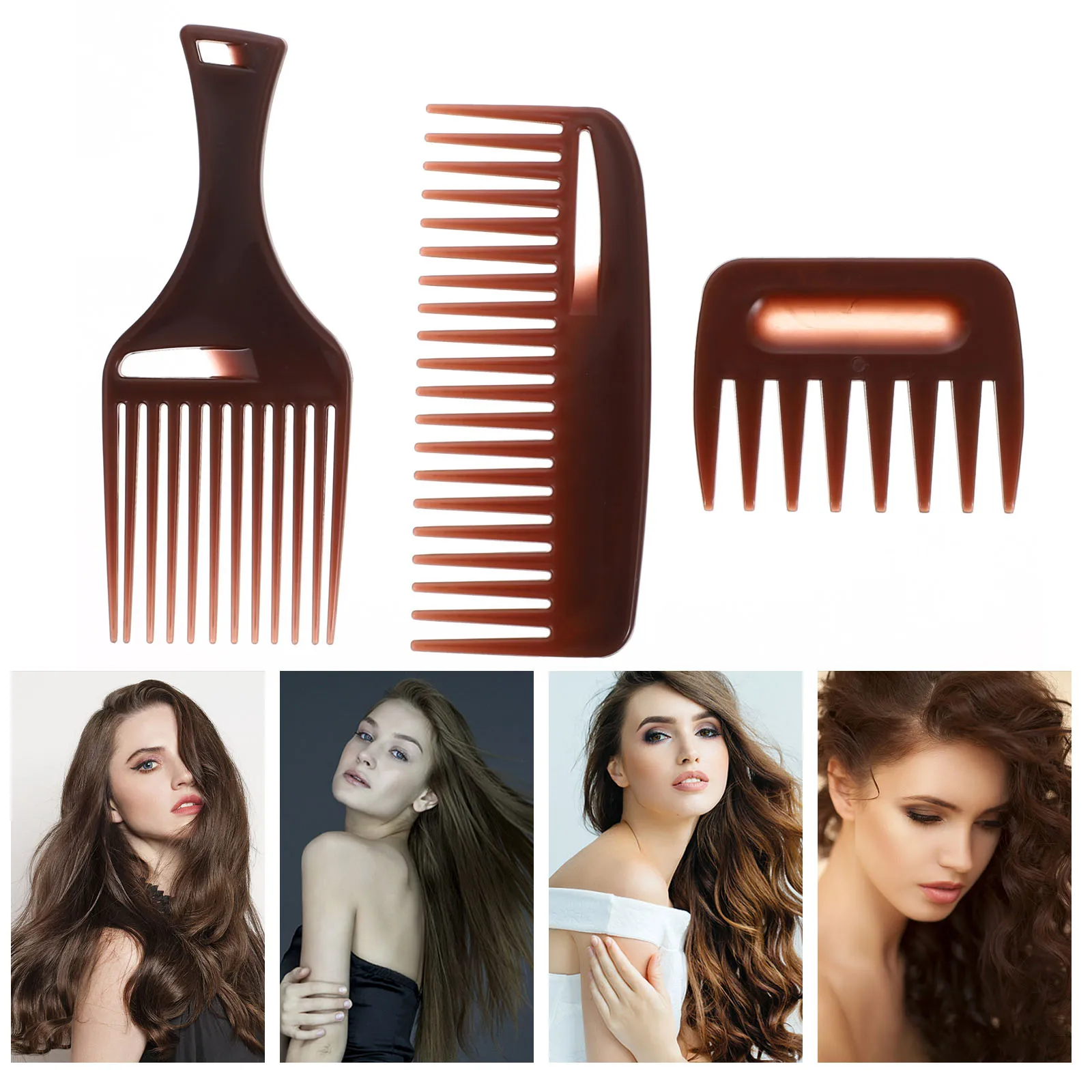 

3pcs Hair Styling Comb Set Large Tooth Hairstyle Comb For Salon Home Durable Scalp Massage Tool For Straight Curly Hair Grooming