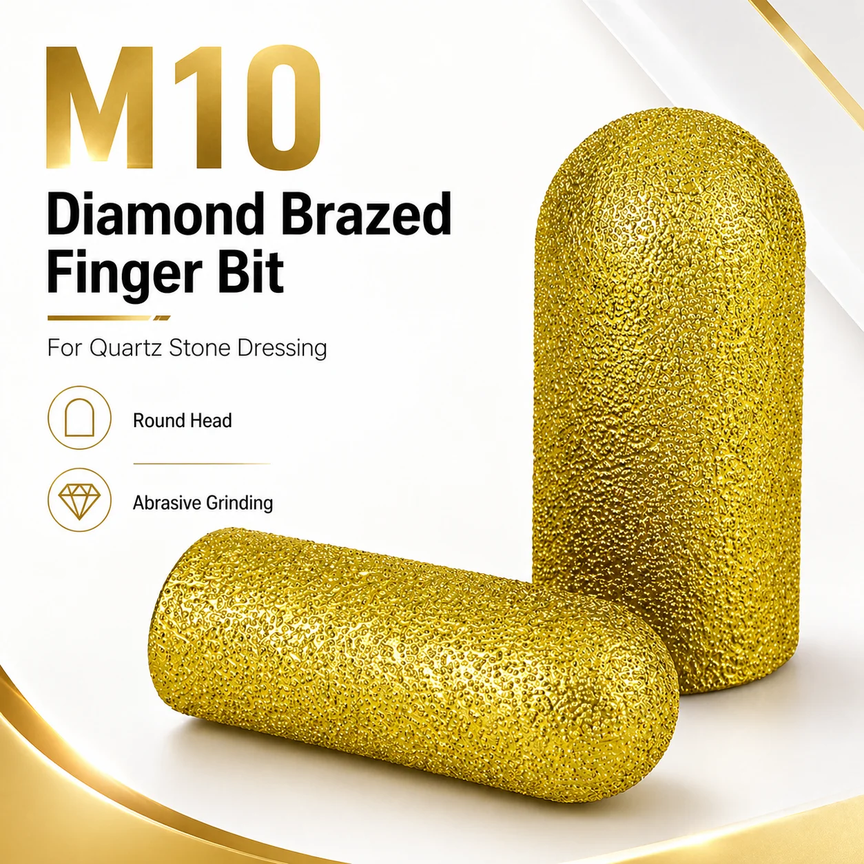 

M10 Diamond Brazed Finger Bit, Backwater Grinding Wheel Milling Cutter, Round Head Abrasive for Quartz Stone Dressing