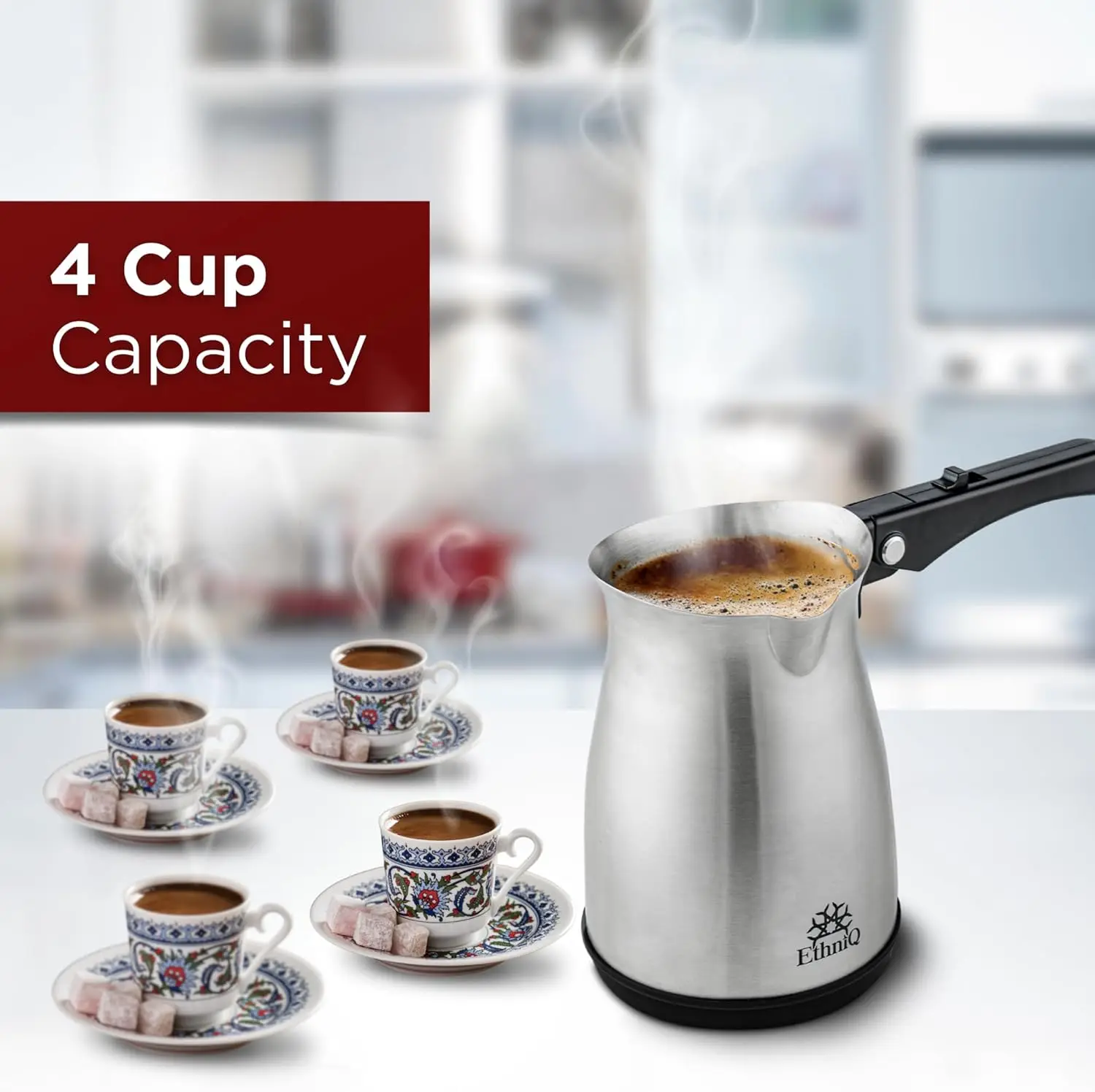 Turkish Coffee Pot - Stainless Steel, 120V, 1 to 4 Cup Capacity, Fast Brewing, Delicious Cup of Turkish, Arabic & Greek Coffe - view 6