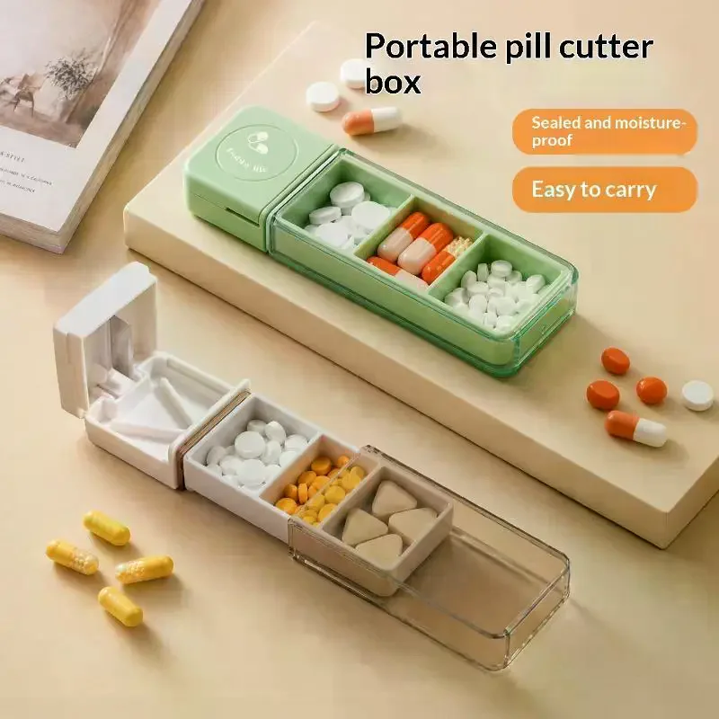 Portable Colorful 3 Spaces Medicine Case Health Care Container Case Pill Box Splitters Travel Pill Box Tiny Box Easy To Carry