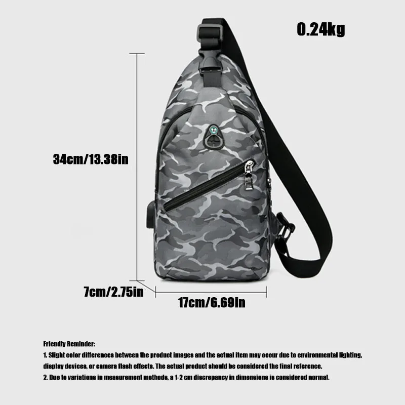 A New Men's Camouflage Shoulder Bag Usb Slung Shoulder Bag Waterproof And Dirt-resistant Leisure Trend Chest Bag