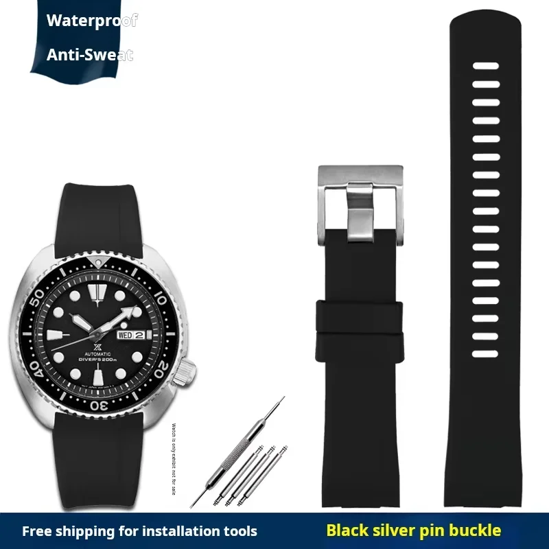 FKM Watch band For SEIKO PROSPEX cola ring SRPA21J1 SRPE99K1 SRP777J SRPC91J1/25J1 Curved rubber watchband Men Wristband 20 22mm