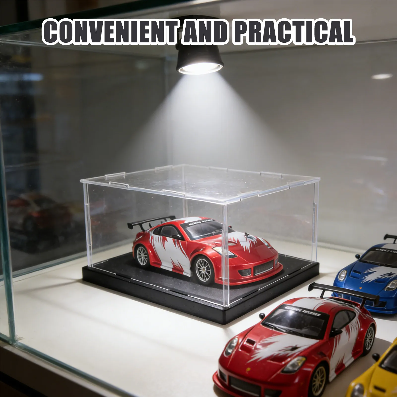 Car Display Case Dustproof Acrylic Clear Showcase Small Scale 8x6x4 Inch Storage Box for Collectibles Collector Protective Box