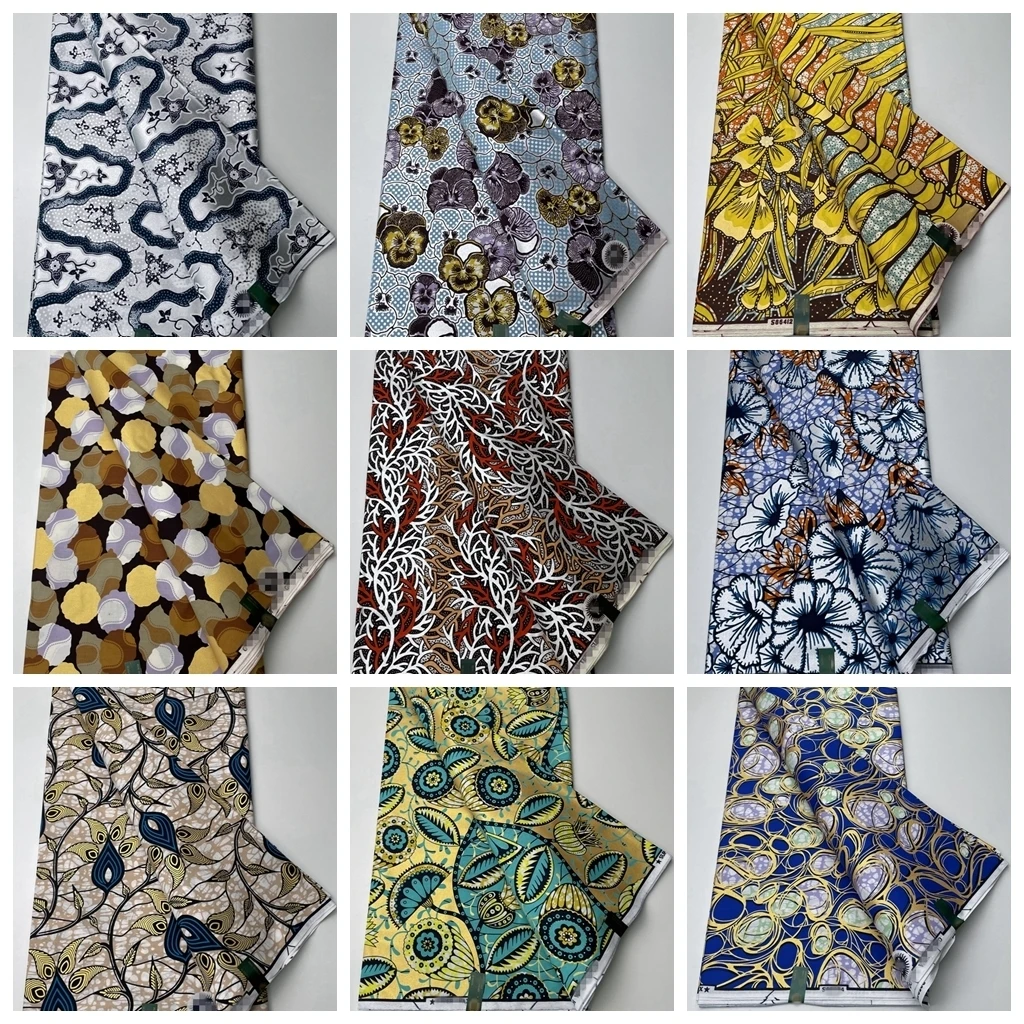 

100% Cotton High Quality New Arrival Real Wax 6 Yards/pcs African Wax Print Fabric Tissus Pagne Guarantee Soft Golden Wax Fabric