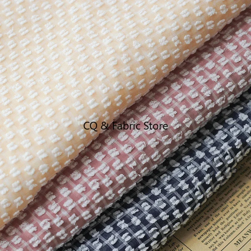 New fur ball three-dimensional chiffon plaid cut jacquard fabric DIY clothing women's shirts and children's clothing