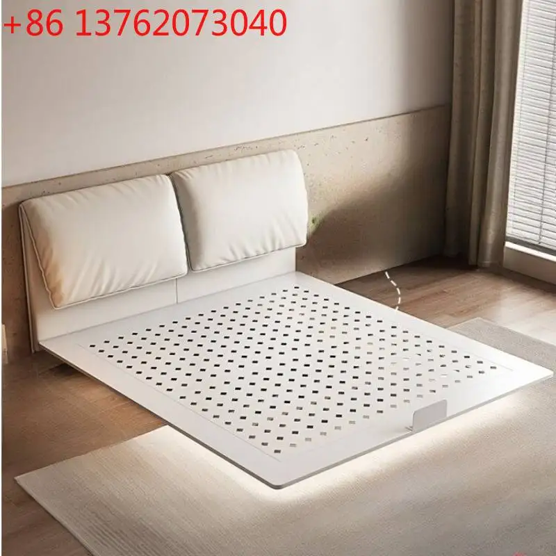 Base de Cama Doble Beige Australia, Diseño Único y Moderno, Estructura Flotante, Base Japonesa Flexible, Mueble Cama Matrimonial