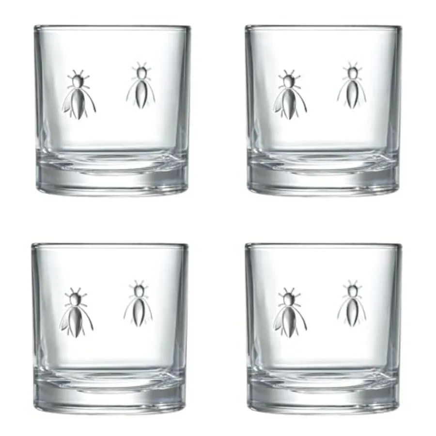

La Rochere Napoleon Bee Whiskey Glasses Set of 4 Elegant Glassware for Any Occasion Bee Embossed Whiskey Tumbler Set 11 oz for