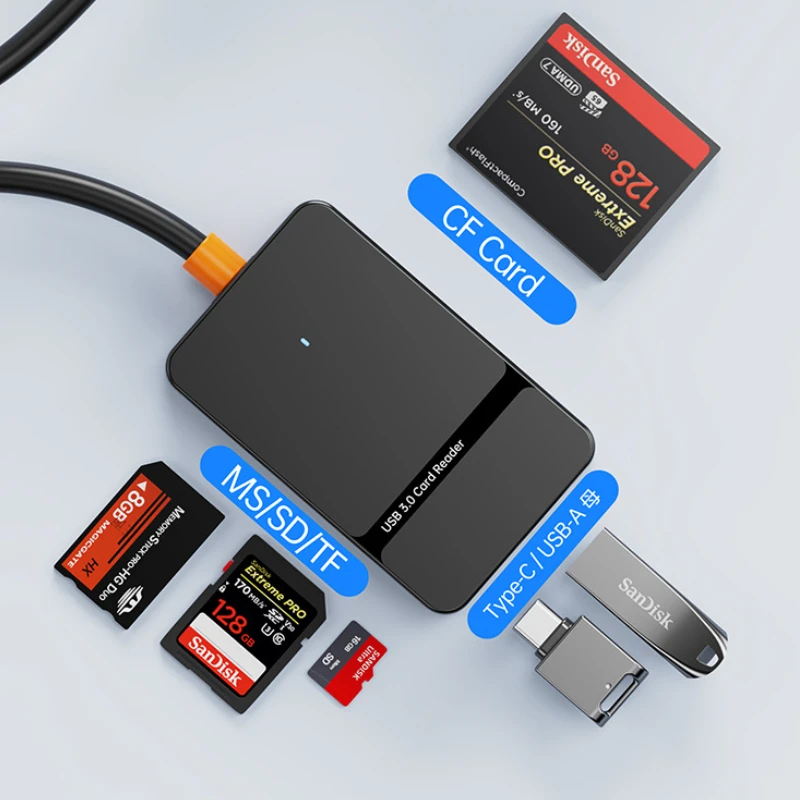 USB 3.0 Card Reader SD Micro SD TF CF MS U Disk Compact Flash Card Adapter for Laptop Multi Card Reader 8 in 1 Smart Card Reader