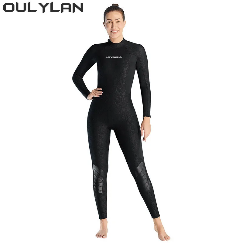 Oulylan One-piece Women Men Long-sleeved Diving Suit Scuba Spearfishing Surfing Warm Swimsuit Equipment 3mm Neoprene Wetsuit