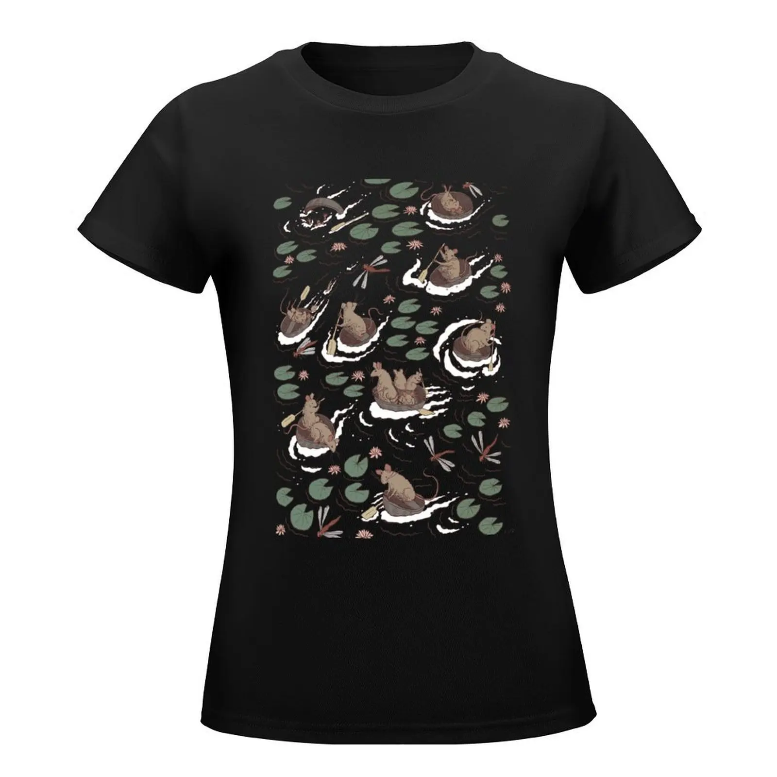 Coracle race - mice in lilies T-Shirt vintage clothes oversized cute t-shirts for Women