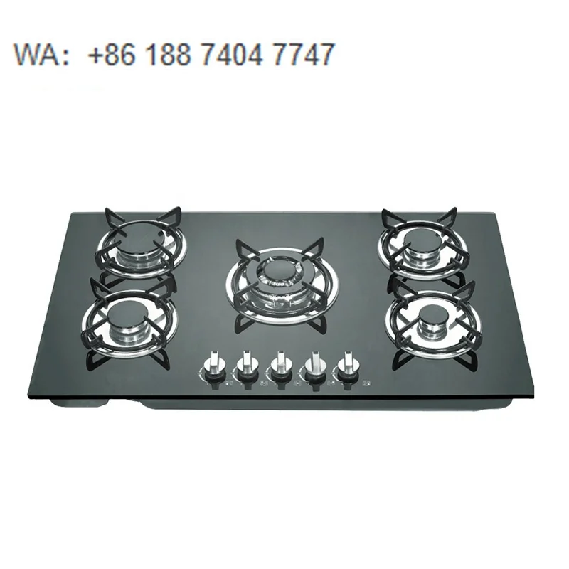 5-Burner Tempered Glass Built-in Gas Stovetop, Durable Construction, Energy-Saving Design, Ideal for Global Home