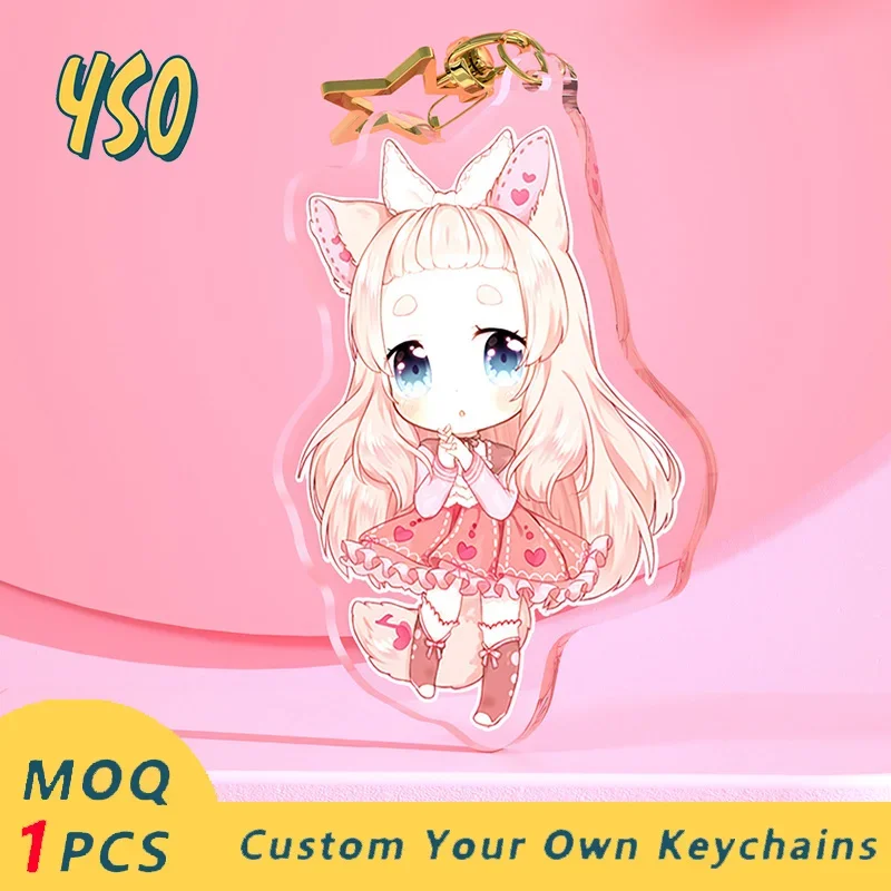 YSO Acrylic Kawaii White Mini Backpacks Keychain Double-Sided Pendant Key Chain Supplies Party Accessories Gift For Anime Fans