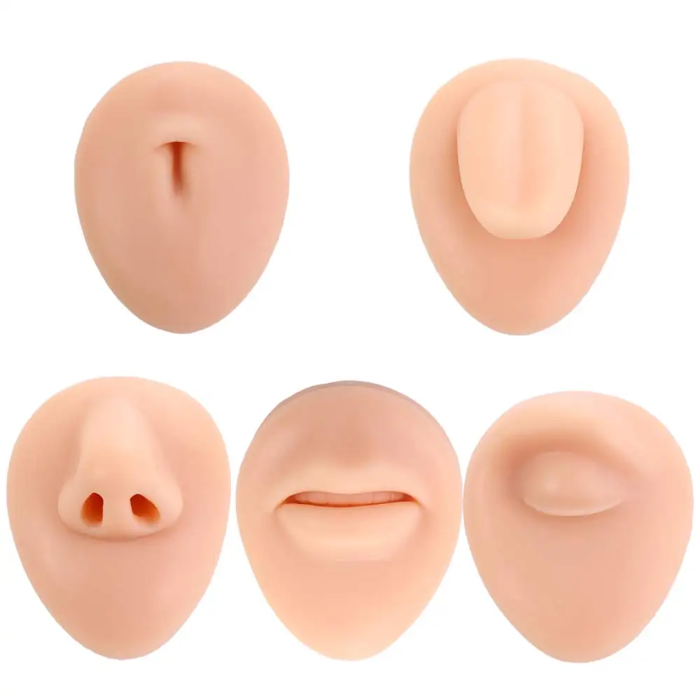 1PC Silicone Model Tattoo Puncture Practice Simulation Human Body Part Display Ear Nose Lip Navel Tongue Piercing Jewelry