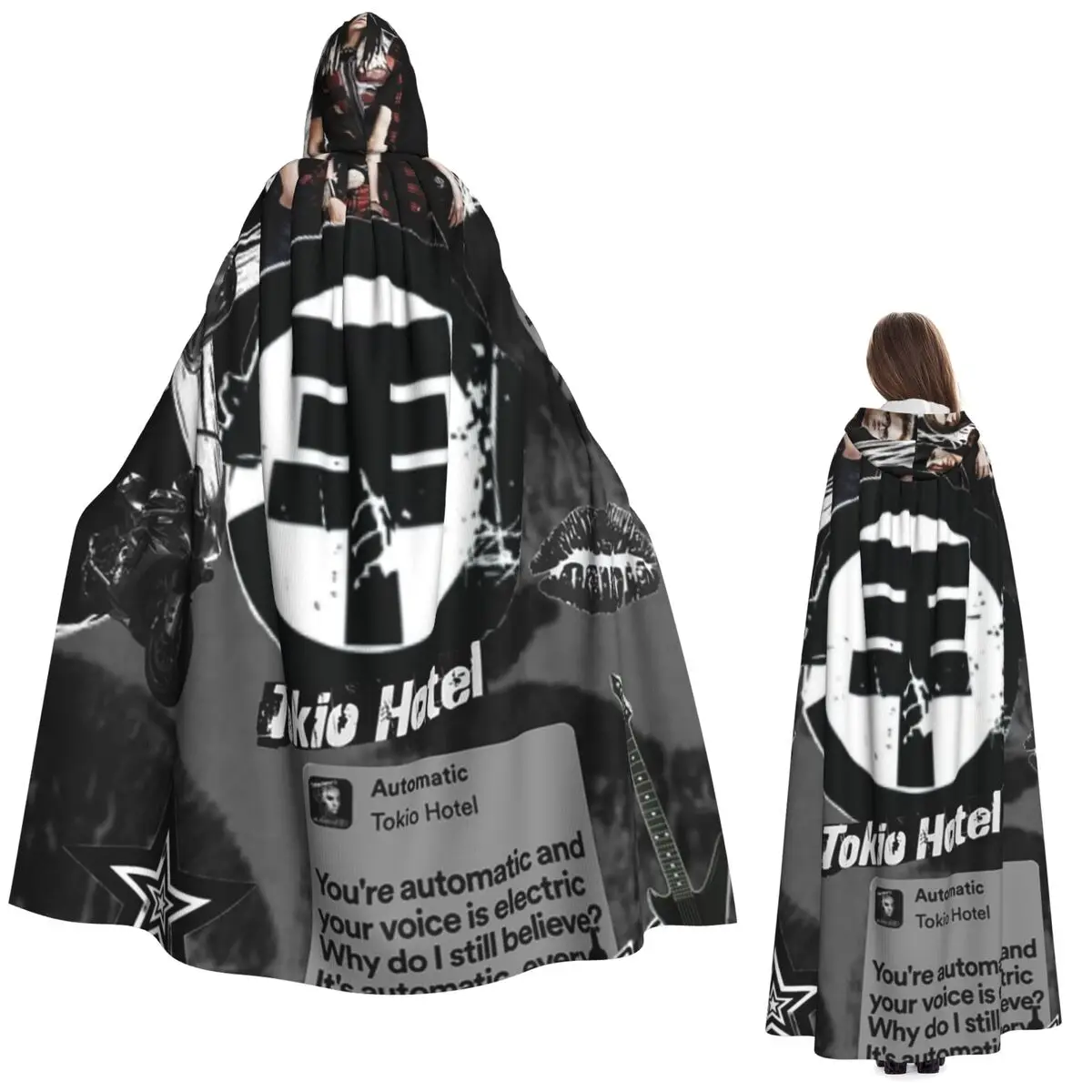 

Длинный плащ с капюшоном Tokio Hotel, средневековый костюм ведьмы, накидка для косплея, пальто на Хэллоуин для взрослых, унисекс
