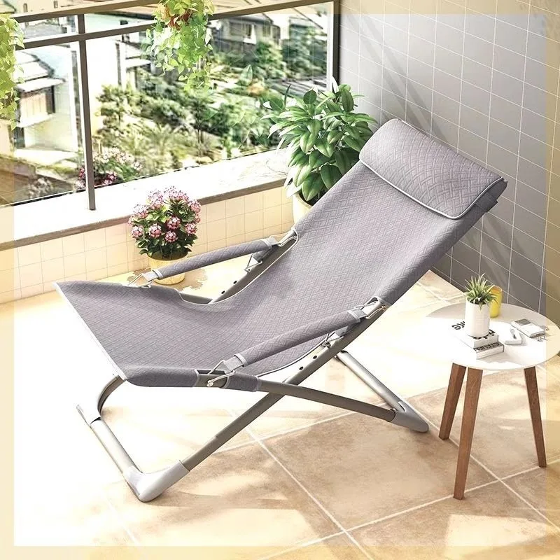 

Lazy chair can sit and lie down during lunch break Office folding bed Balcony Home leisure backrest chair