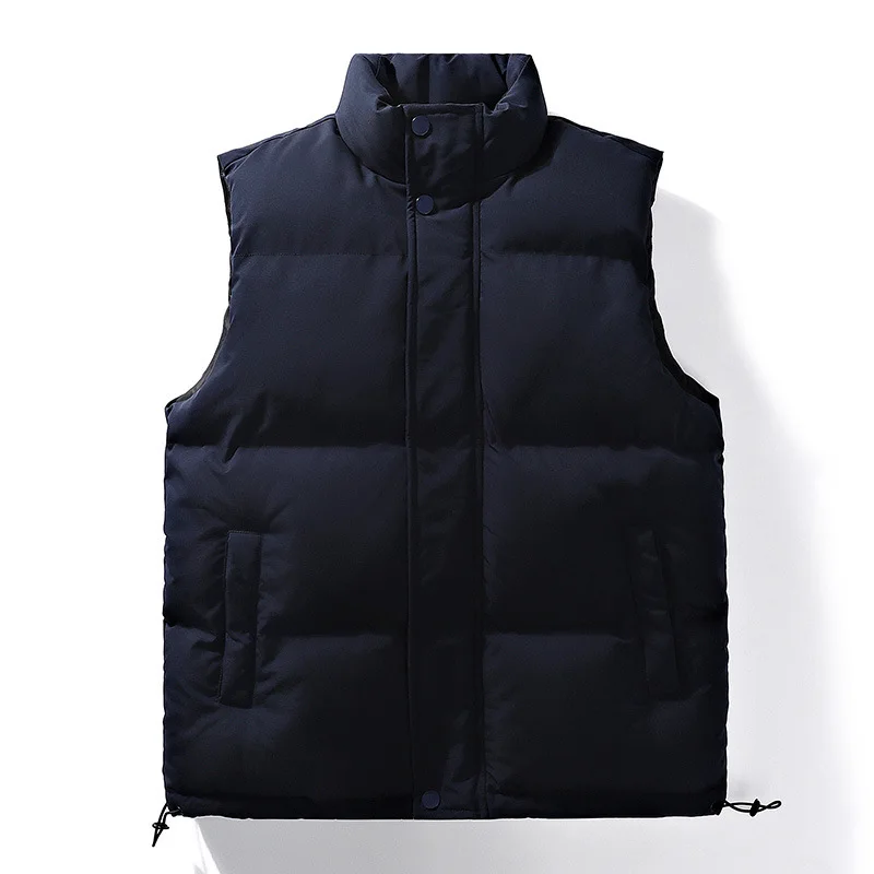 Male Autumn Winter Stand Up Collar Down Cotton Short Vest Coat Slim Fit Fashion Ladies Sleeveless Jacket Waistcoat