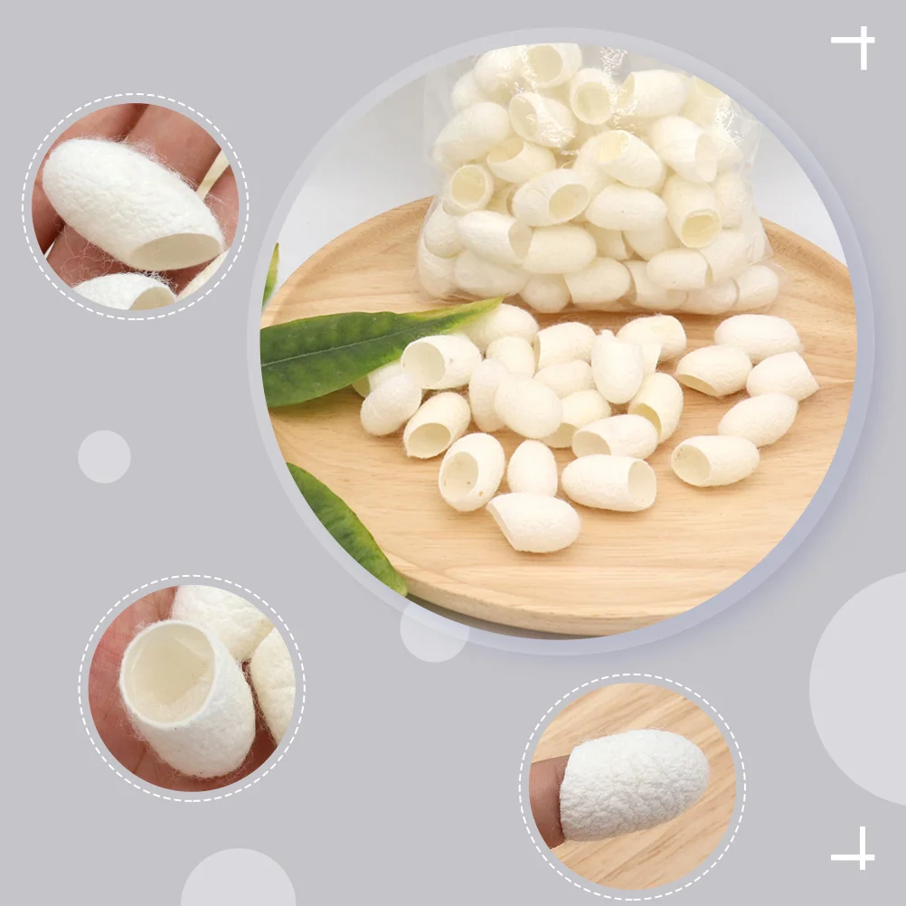 30 Pcs Finger Cot Silkworm Cocoons Cleansing Ball Face White Natural Organic Cleaning Care Scrub