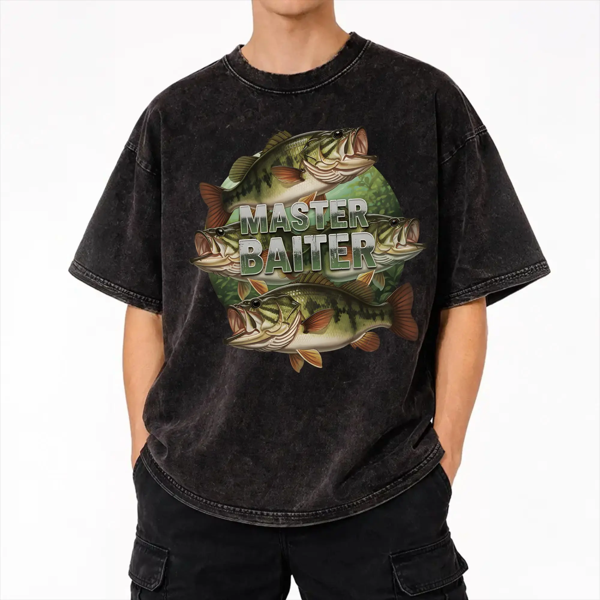 Master Baiter Funny Fishing  Apparel Washed T Shirt for Men Women Streetwear Hip Hop T-Shirts Graphic  Tees Cotton